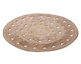 Kuber Industries Hand Woven Carpet Rugs|Natural Stitch Braided Jute Door mat|Multi Circle Border Shape Mat for Bedroom,Living Room,Dining Room,Yoga,91x91 cm,(Brown)